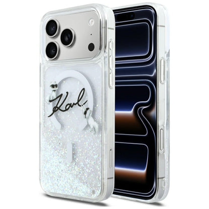 Karl Lagerfeld Liquid Glitter Karl Script Logo MagSafe Case for iPhone 17 Pro Max - Clear_0