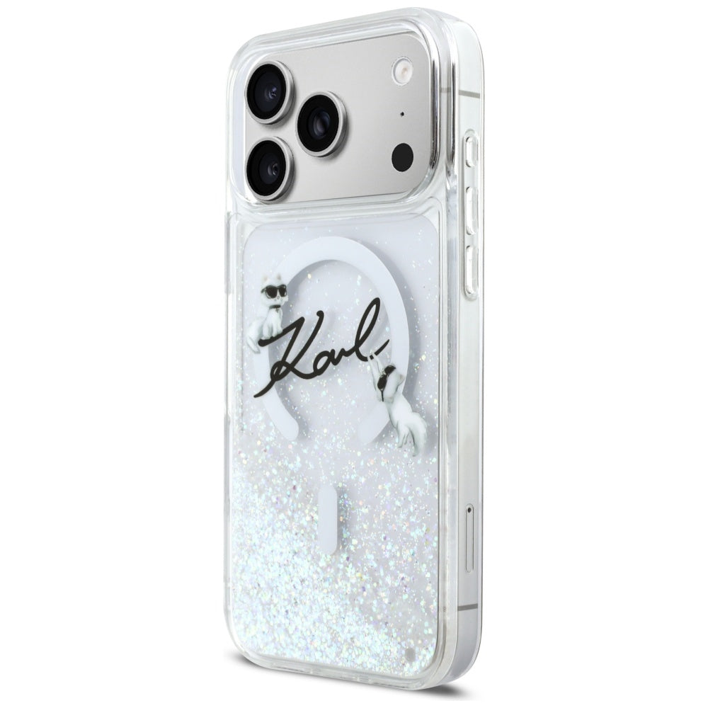 Karl Lagerfeld Liquid Glitter Karl Script Logo MagSafe Case for iPhone 17 Pro Max - Clear_1
