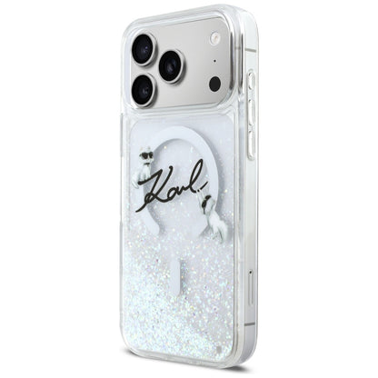 Karl Lagerfeld Liquid Glitter Karl Script Logo MagSafe Case for iPhone 17 Pro Max - Clear_1