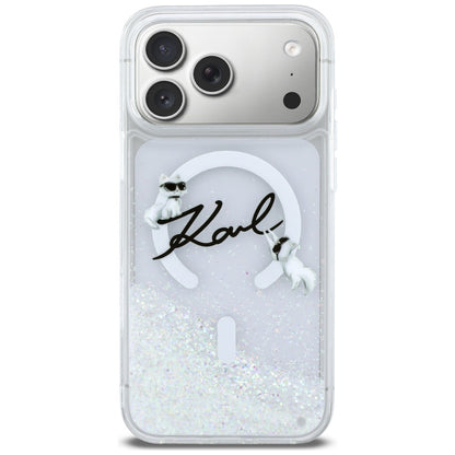 Karl Lagerfeld Liquid Glitter Karl Script Logo MagSafe Case for iPhone 17 Pro Max - Clear_2