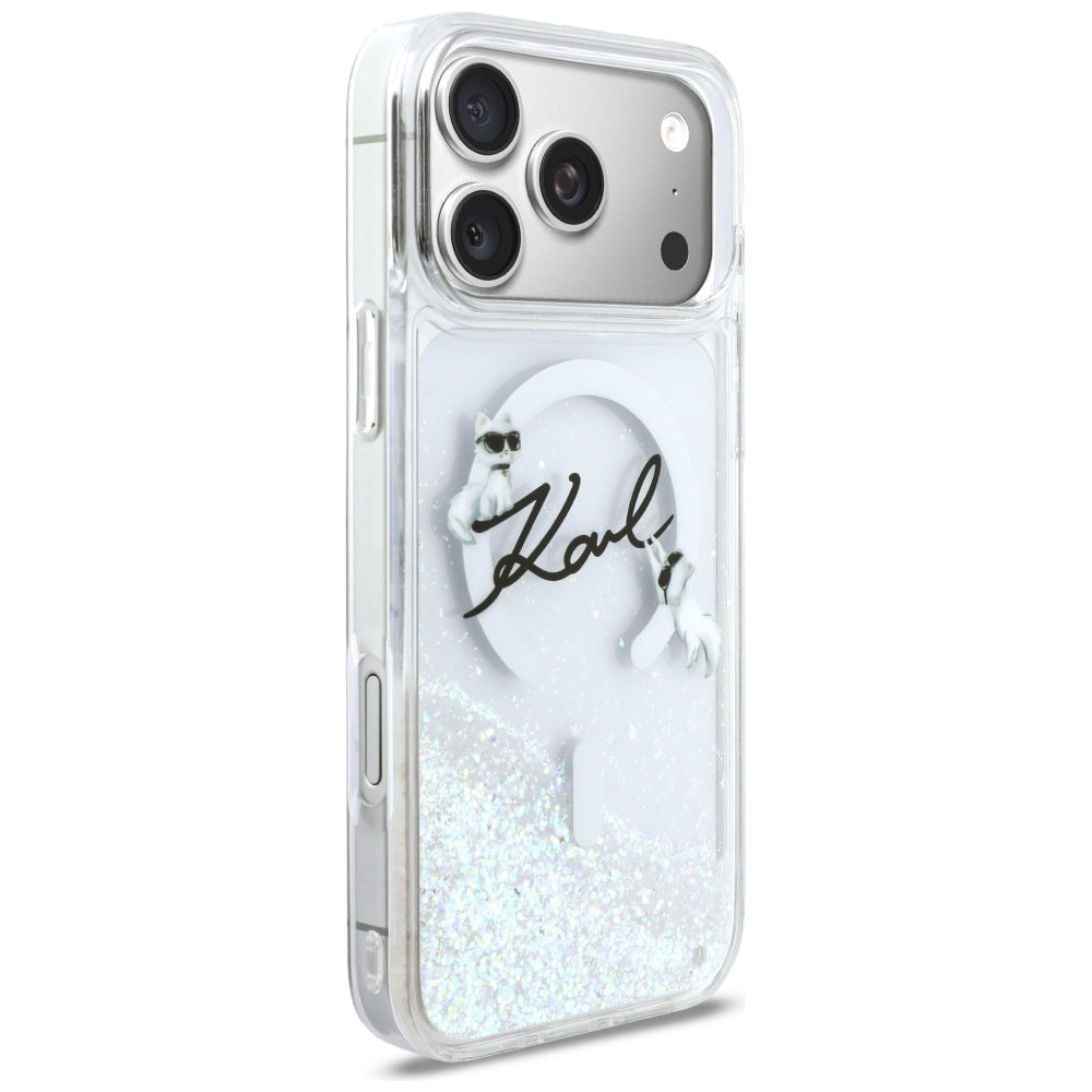 Karl Lagerfeld Liquid Glitter Karl Script Logo MagSafe Case for iPhone 17 Pro Max - Clear_3