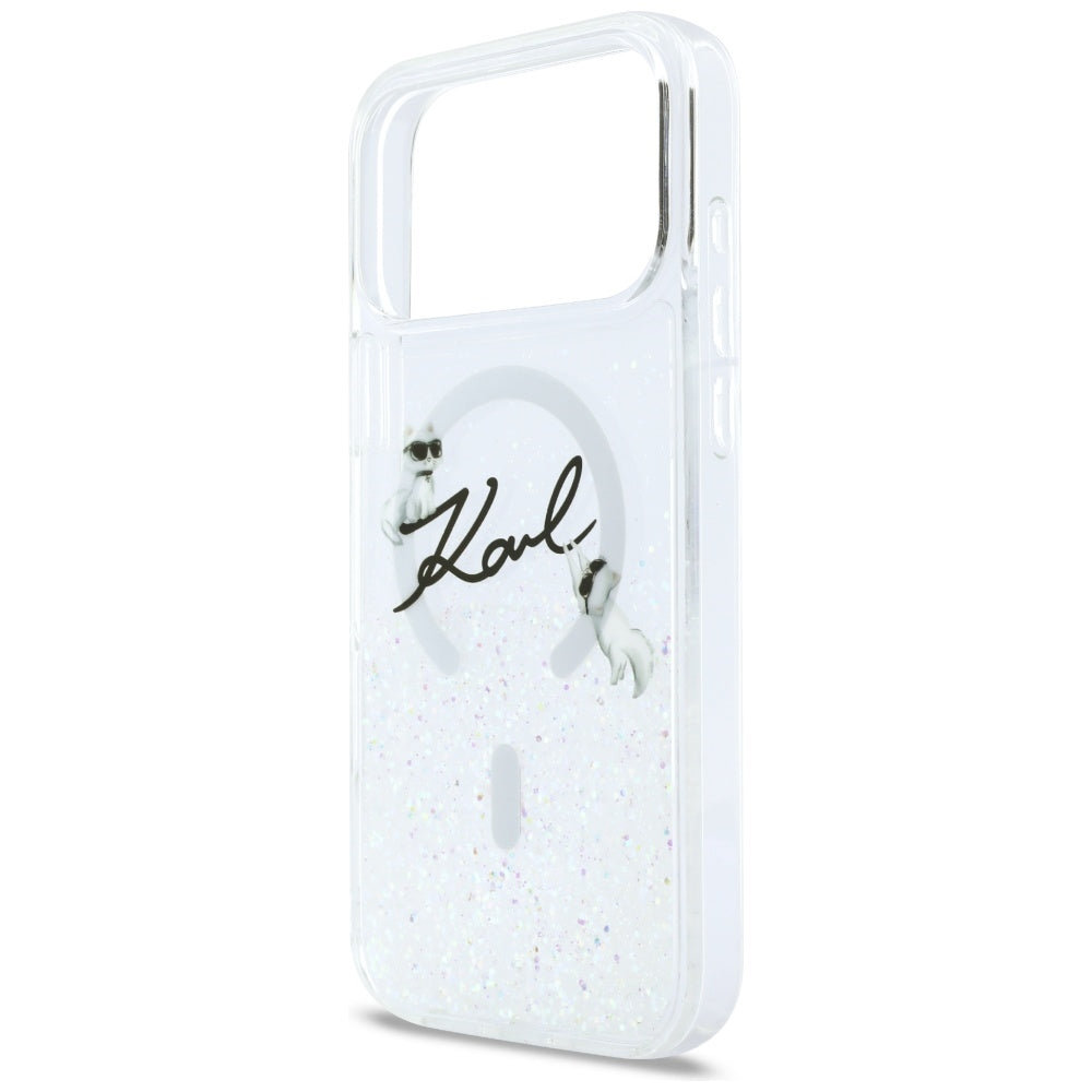 Karl Lagerfeld Liquid Glitter Karl Script Logo MagSafe Case for iPhone 17 Pro Max - Clear_5