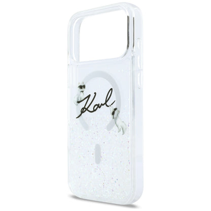 Karl Lagerfeld Liquid Glitter Karl Script Logo MagSafe Case for iPhone 17 Pro Max - Clear_5