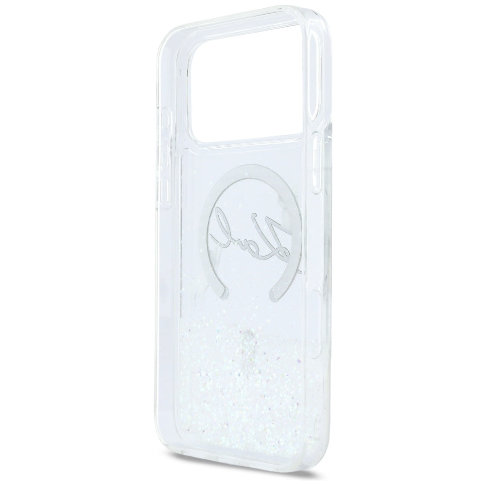 Karl Lagerfeld Liquid Glitter Karl Script Logo MagSafe Case for iPhone 17 Pro Max - Clear_6