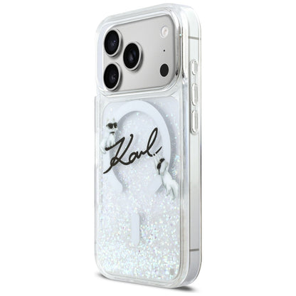 Karl Lagerfeld Liquid Glitter Karl Script Logo MagSafe Case for iPhone 17 Pro - Clear_1