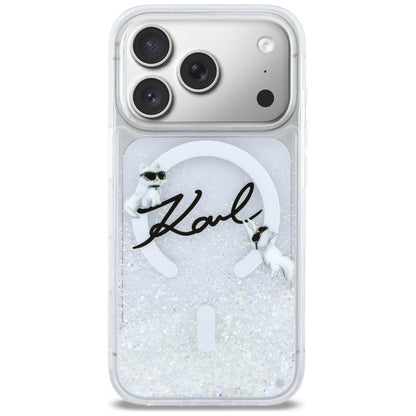 Karl Lagerfeld Liquid Glitter Karl Script Logo MagSafe Case for iPhone 17 Pro - Clear_2