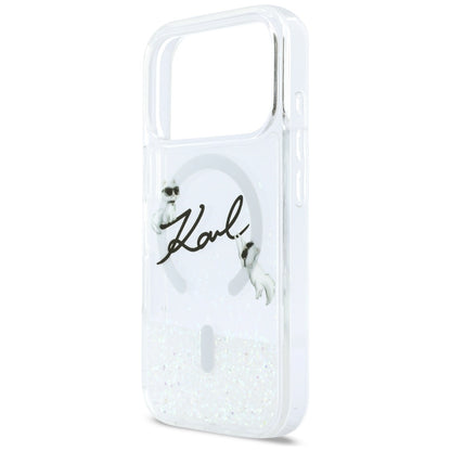 Karl Lagerfeld Liquid Glitter Karl Script Logo MagSafe Case for iPhone 17 Pro - Clear_5
