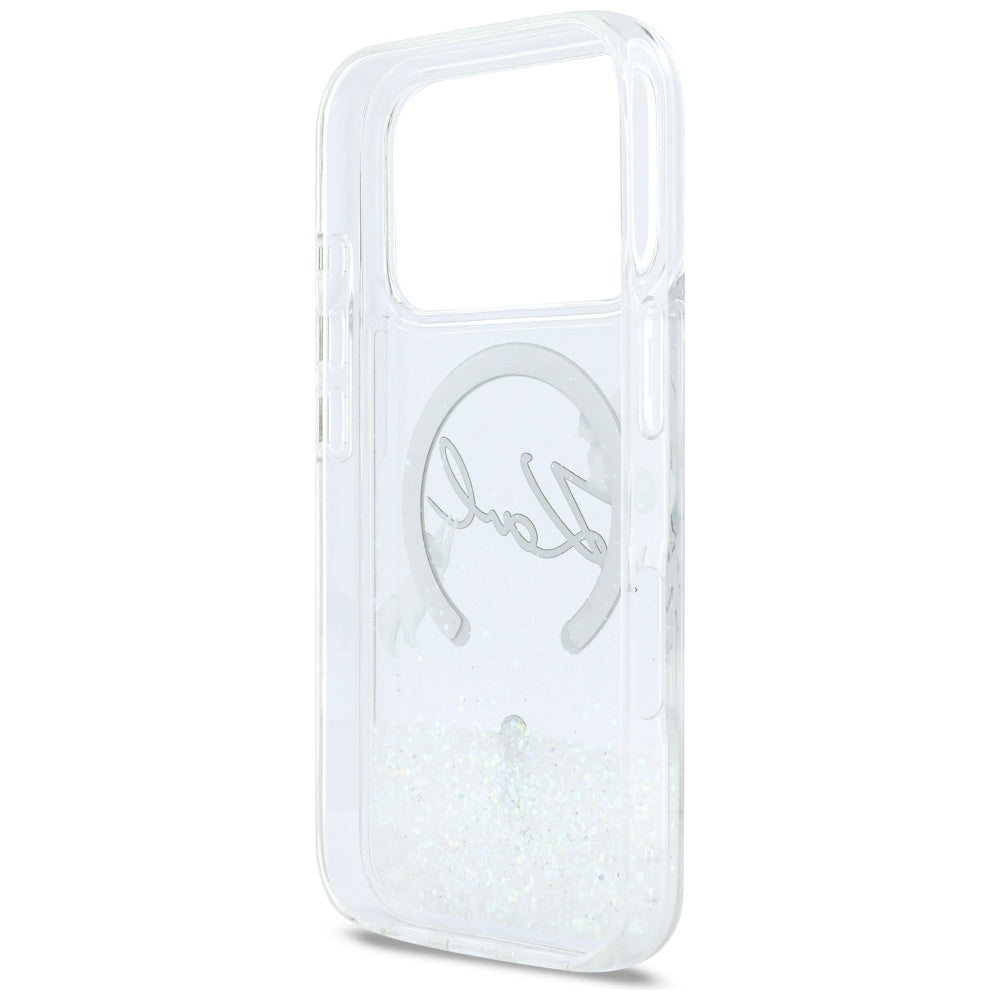 Karl Lagerfeld Liquid Glitter Karl Script Logo MagSafe Case for iPhone 17 Pro - Clear_6