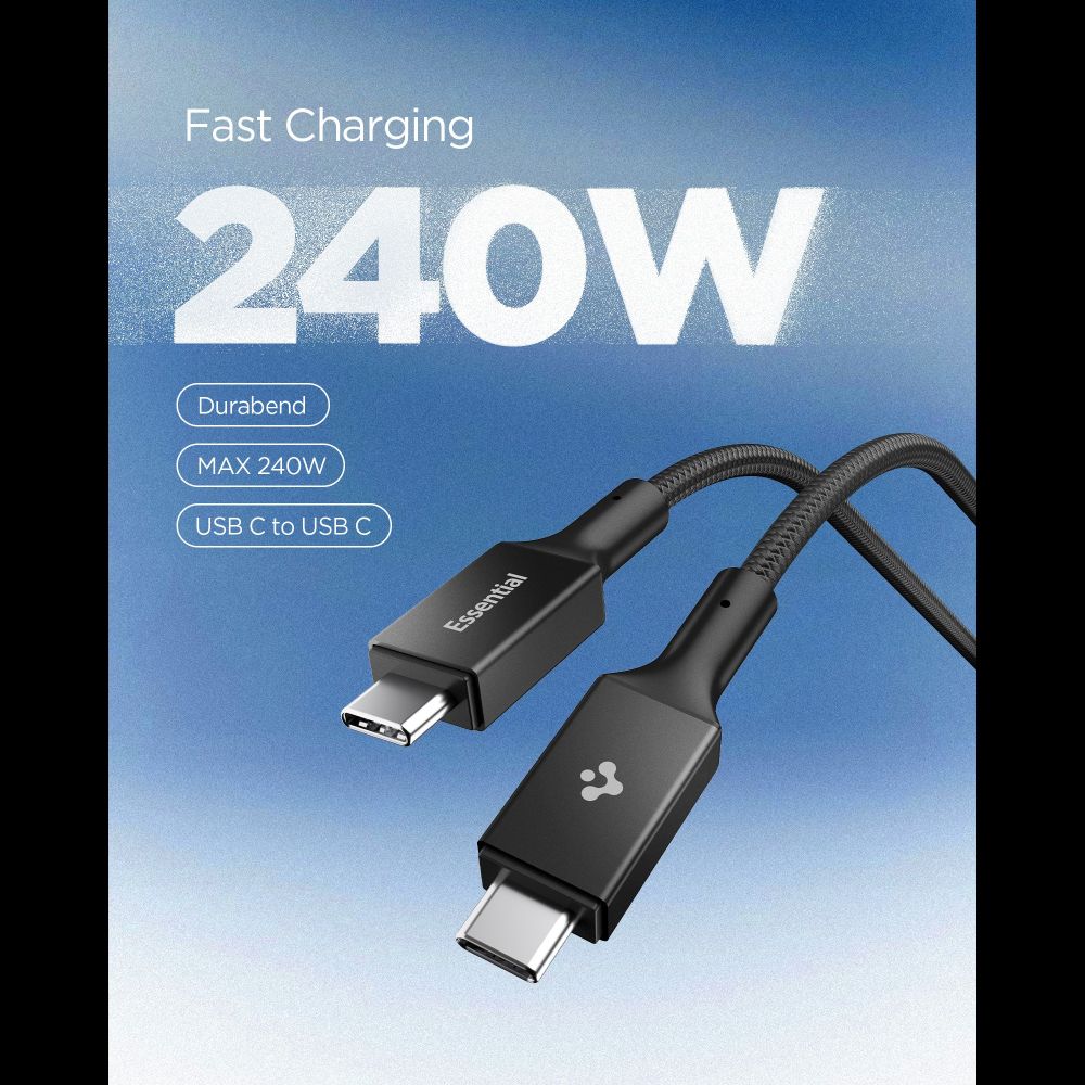USB-C to USB-C Cable Spigen EB24015CC, 240W, 1.5m, Black ACA10423 _2