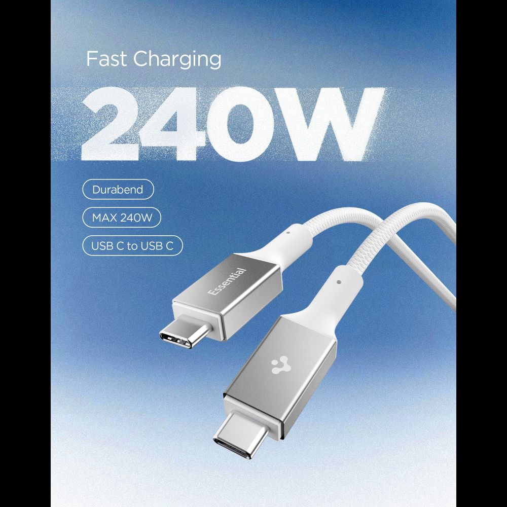 USB-C to USB-C Cable Spigen EB24015CC, 240W, 1.5m, White ACA10422 _2