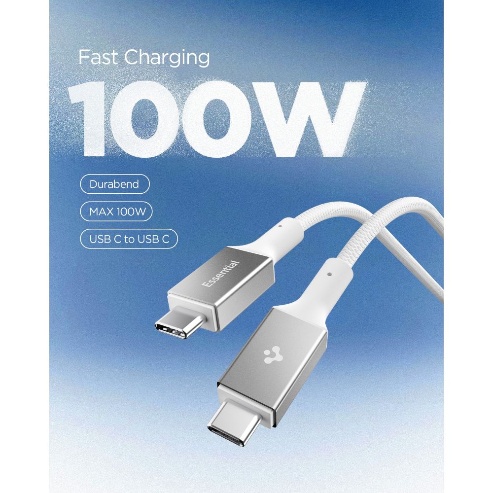 USB-C to USB-C Cable Spigen EB10015CC, 100W, 5A, 1.5m, White ACA10420 _2