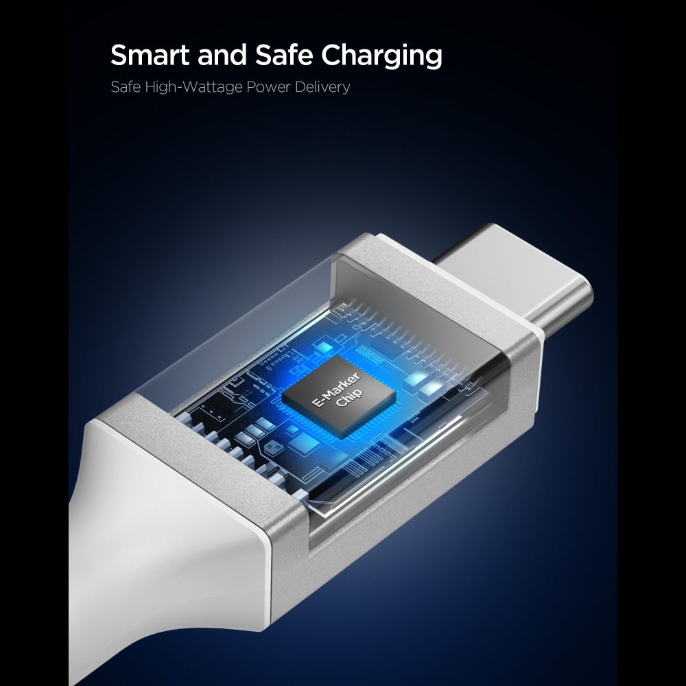 USB-C to USB-C Cable Spigen EB10015CC, 100W, 5A, 1.5m, White ACA10420 _4