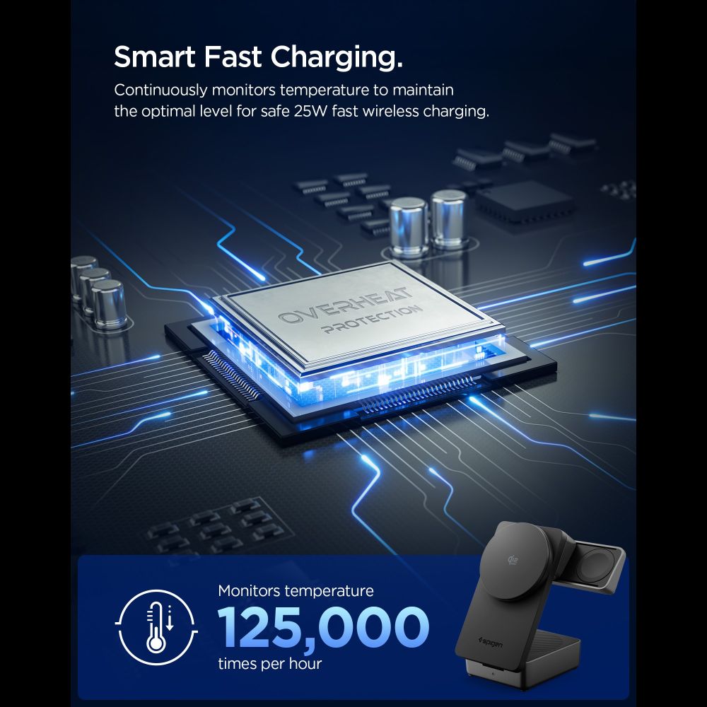 Wireless Charger Spigen EF323MQ Essential 3in1, 25W, Black ACH10398 _10