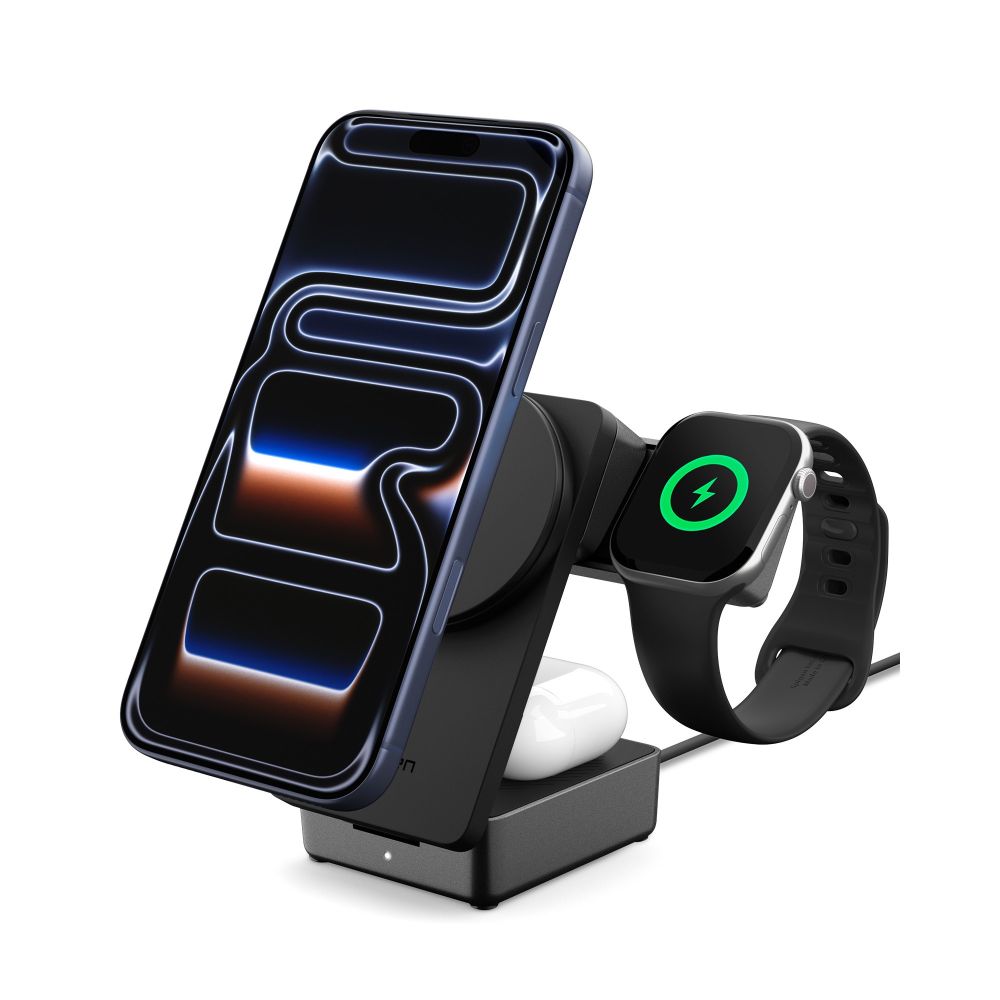 Wireless Charger Spigen EF323MQ Essential 3in1, 25W, Black ACH10398 _1