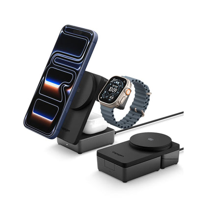 Wireless Charger Spigen EF323MQ Essential 3in1, 25W, Black ACH10398 _5