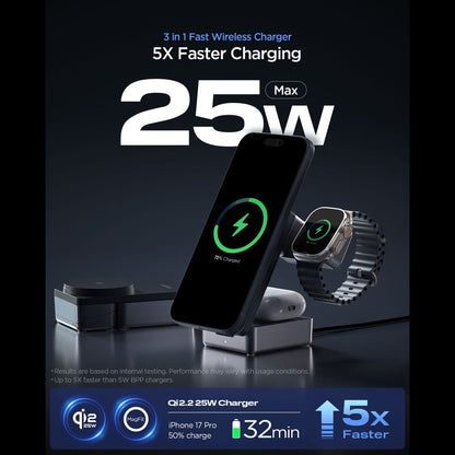 Wireless Charger Spigen EF323MQ Essential 3in1, 25W, Black ACH10398 _6