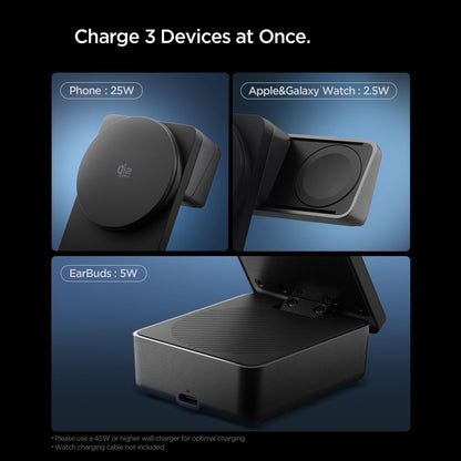 Wireless Charger Spigen EF323MQ Essential 3in1, 25W, Black ACH10398 _7