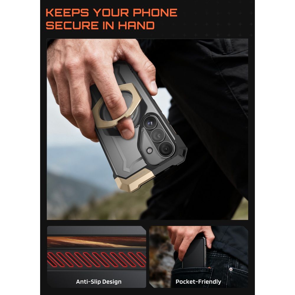 Supcase UB Grip Mag MagSafe Case for Samsung Galaxy S26 - Black and Brown_5