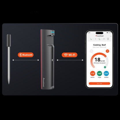Meatmeet Pro smart kitchen thermometer with Bluetooth/WiFi app, grill, oven, smoker - black_6
