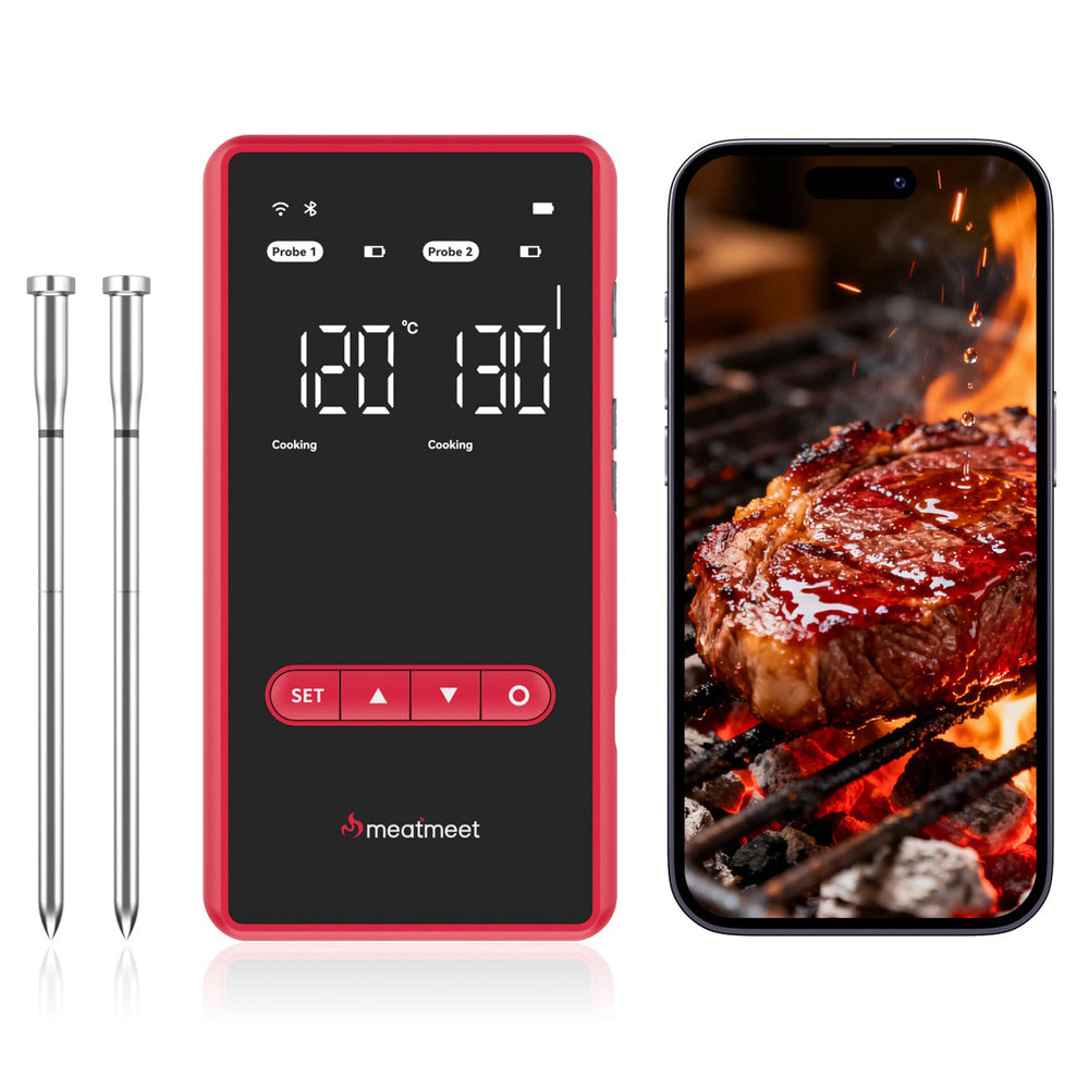 Meatmeet X Pro Kitchen Thermometer with Bluetooth/WiFi App for Grill, Oven, Smoker - Black_0