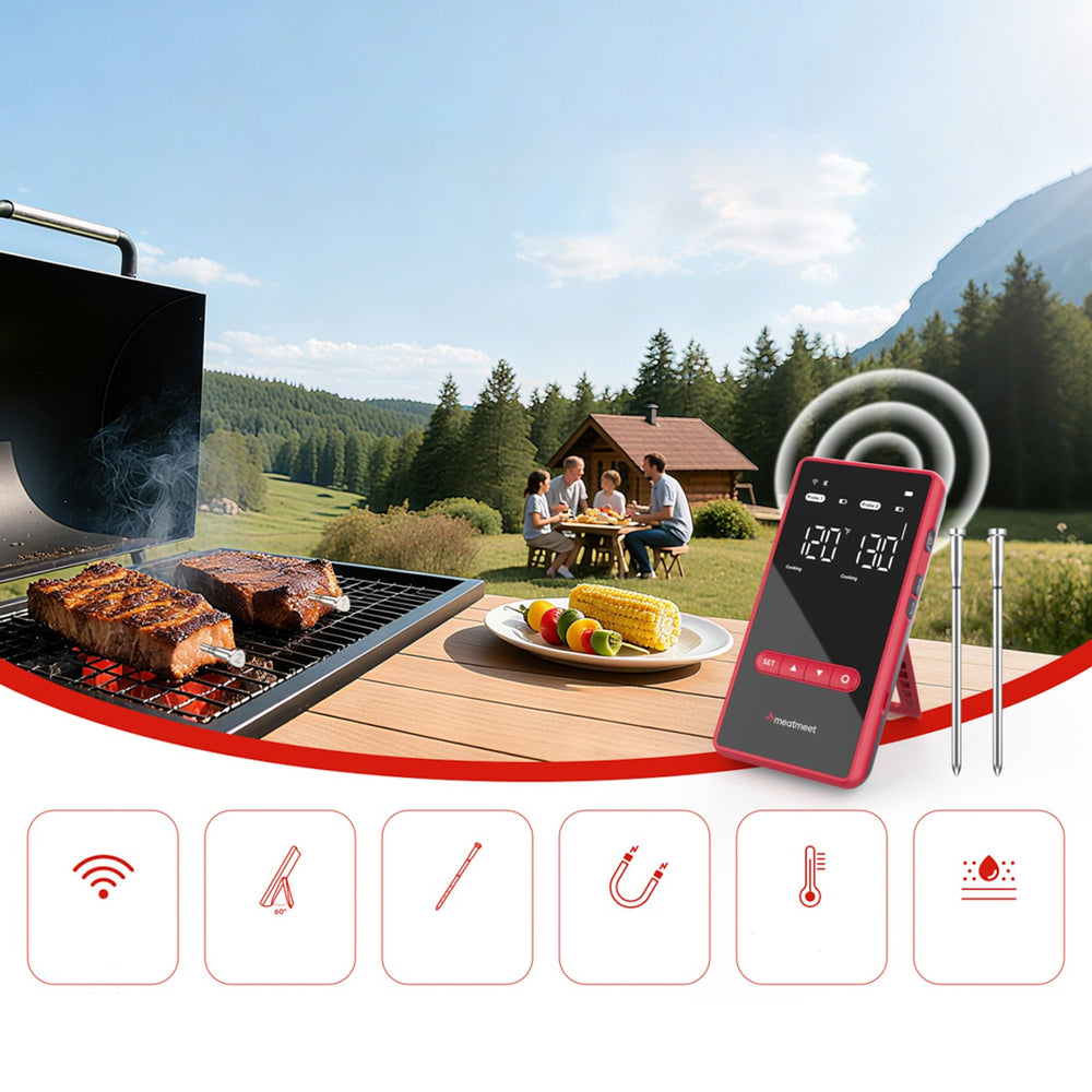 Meatmeet X Pro Kitchen Thermometer with Bluetooth/WiFi App for Grill, Oven, Smoker - Black_9