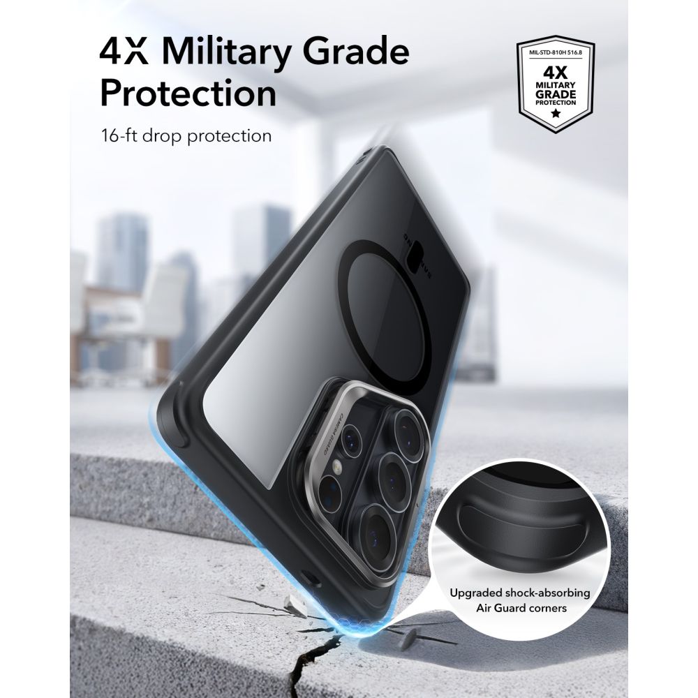 ESR Classic Hybrid Kickstand MagSafe Case for Samsung Galaxy S26 Ultra - Clear Black_4