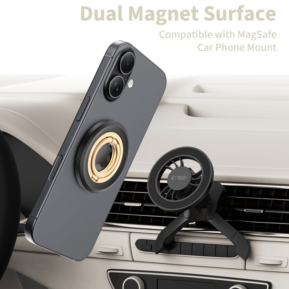 Tech-Protect MMR700 Lamano MagSafe Magnetic Phone Holder - Black and Gold_3