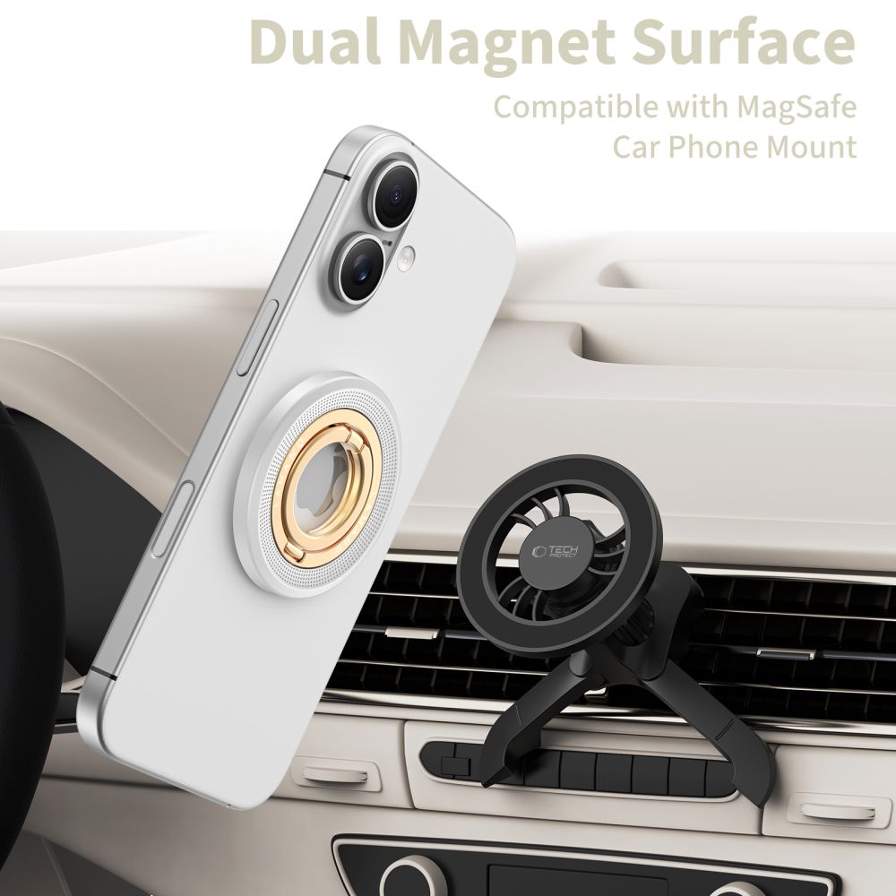 Tech-Protect MMR700 Lamano MagSafe Magnetic Phone Holder - Gray and Gold_4