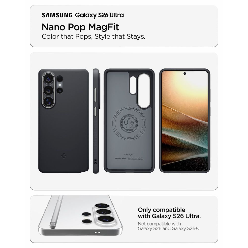 Hard Case Spigen Caseology Nano Pop with MagSafe for Samsung Galaxy S26 Ultra S948, Black Sesame ACS11038_7