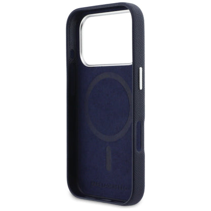 Karl Lagerfeld Karl &amp; Choupette Head Pins Saffiano MagSafe Case for iPhone 17 Pro - Blue_6