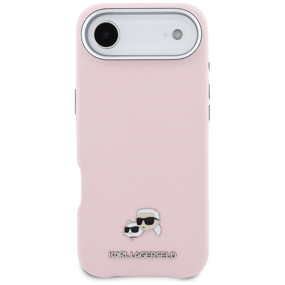 Karl Lagerfeld Karl &amp; Choupette Head Pins Saffiano MagSafe iPhone Air Case - Pink_2