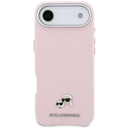 Karl Lagerfeld Karl &amp; Choupette Head Pins Saffiano MagSafe iPhone Air Case - Pink_2