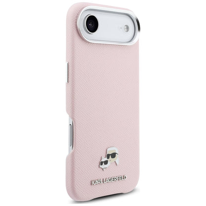Karl Lagerfeld Karl &amp; Choupette Head Pins Saffiano MagSafe iPhone Air Case - Pink_3
