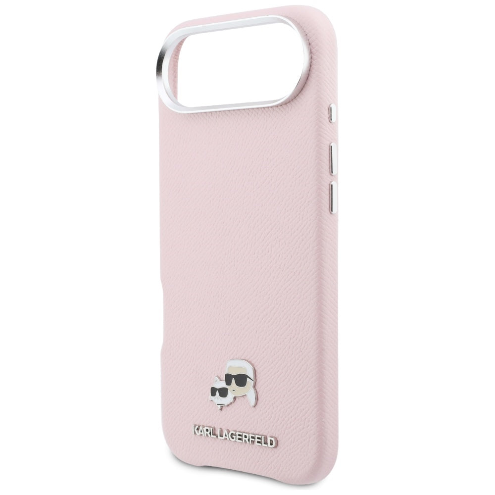 Karl Lagerfeld Karl &amp; Choupette Head Pins Saffiano MagSafe iPhone Air Case - Pink_5