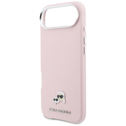 Karl Lagerfeld Karl &amp; Choupette Head Pins Saffiano MagSafe iPhone Air Case - Pink_5