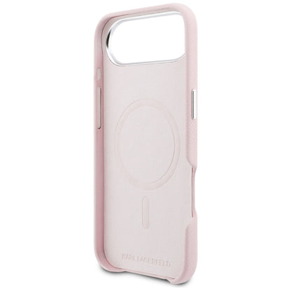 Karl Lagerfeld Karl &amp; Choupette Head Pins Saffiano MagSafe iPhone Air Case - Pink_6
