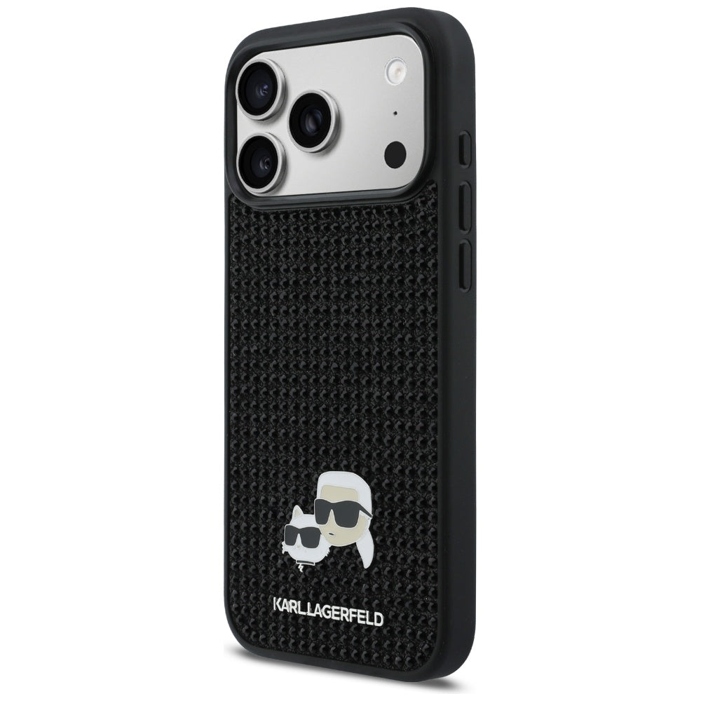 Karl Lagerfeld Rhinestones Karl&amp;Choupette Pin Case for iPhone 17 Pro Max - Black_1