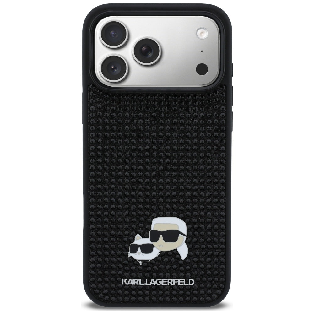 Karl Lagerfeld Rhinestones Karl&amp;Choupette Pin Case for iPhone 17 Pro Max - Black_2