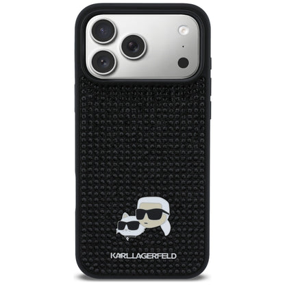 Karl Lagerfeld Rhinestones Karl&amp;Choupette Pin Case for iPhone 17 Pro Max - Black_2
