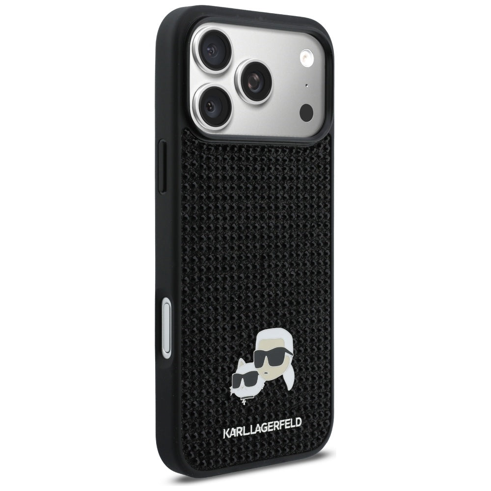 Karl Lagerfeld Rhinestones Karl&amp;Choupette Pin Case for iPhone 17 Pro Max - Black_3