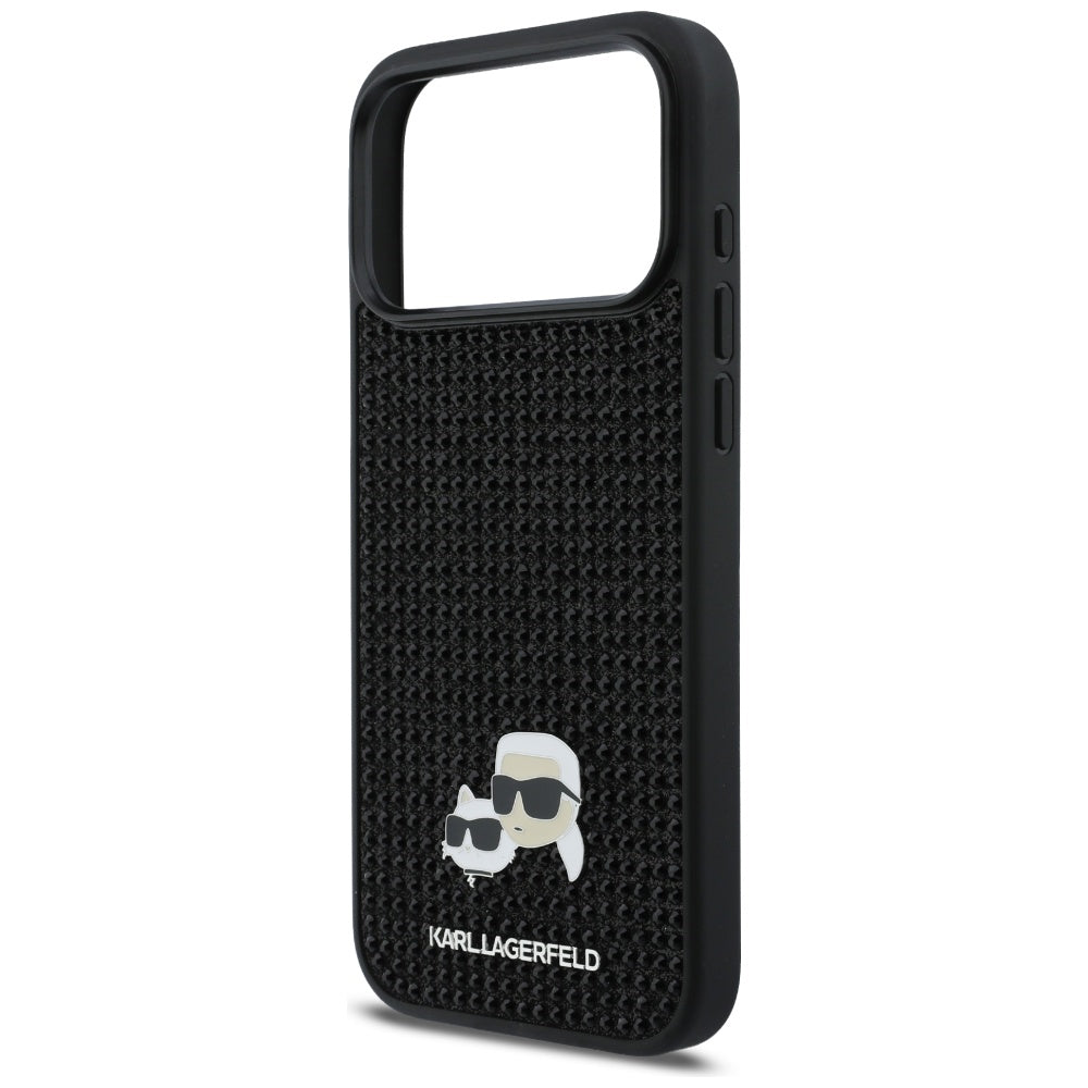 Karl Lagerfeld Rhinestones Karl&amp;Choupette Pin Case for iPhone 17 Pro Max - Black_5