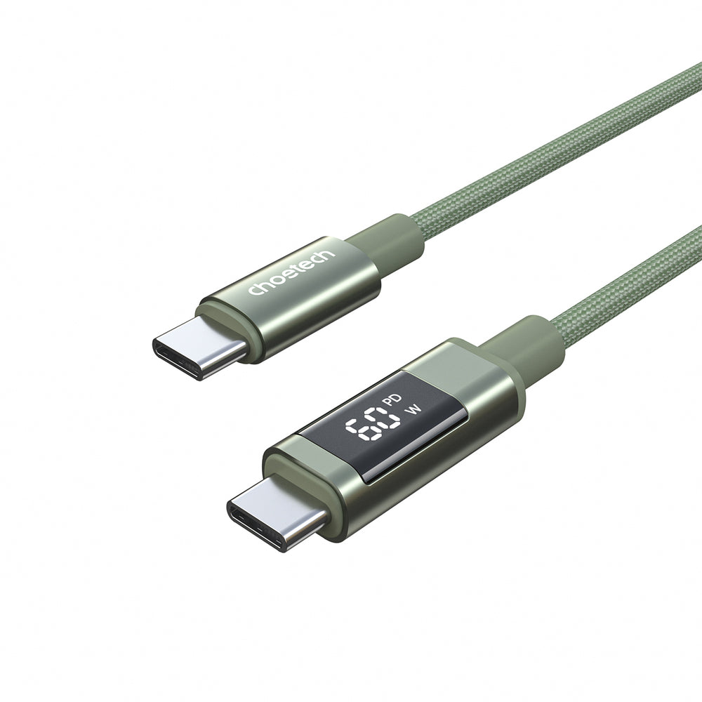 Choetech XCC-1068 PD 60W USB-C - USB-C Cable with Display 1.2 m - Green_0