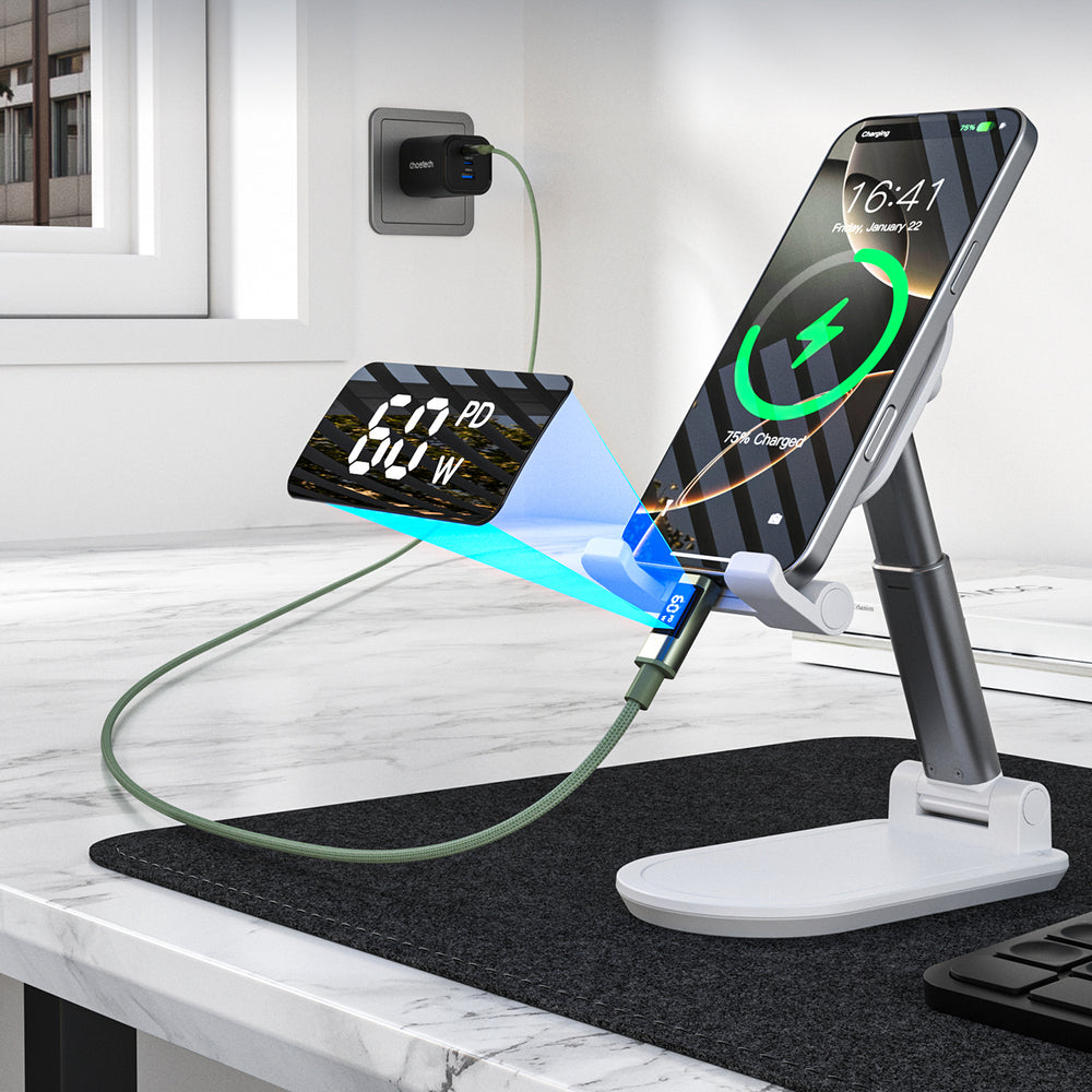 Choetech XCC-1068 PD 60W USB-C - USB-C Cable with Display 1.2 m - Green_4