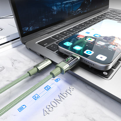 Choetech XCC-1068 PD 60W USB-C - USB-C Cable with Display 1.2 m - Green_6