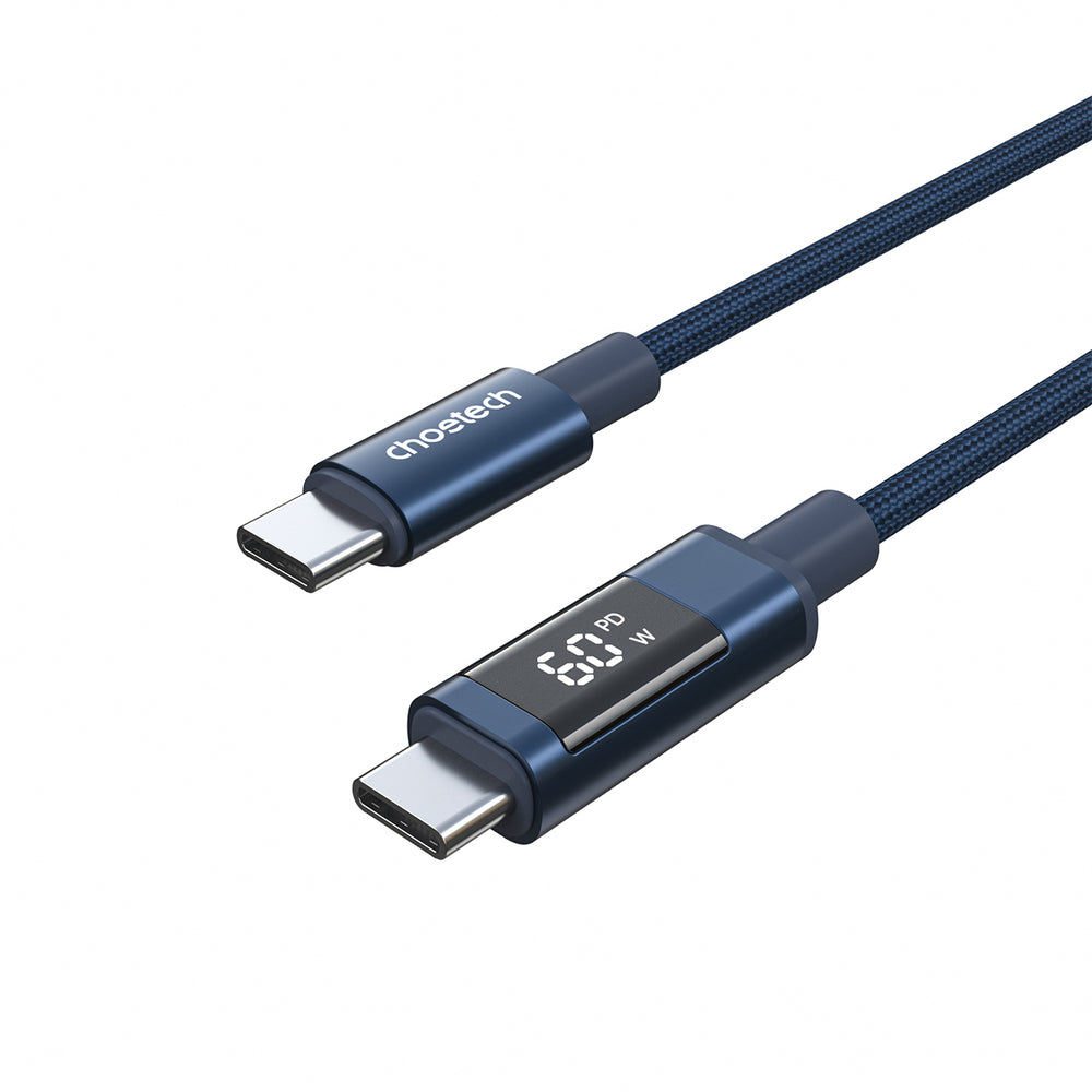 Choetech XCC-1068 PD 60W USB-C - USB-C Cable with Display 1.2 m - Blue_0