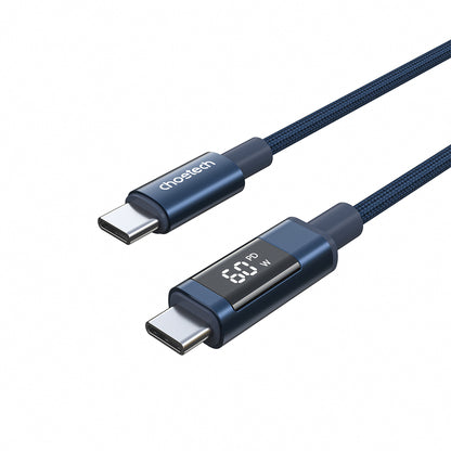 Choetech XCC-1068 PD 60W USB-C - USB-C Cable with Display 1.2 m - Blue_0