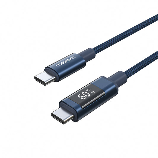 Choetech XCC-1068 PD 60W USB-C - USB-C Cable with Display 1.2 m - Blue_0