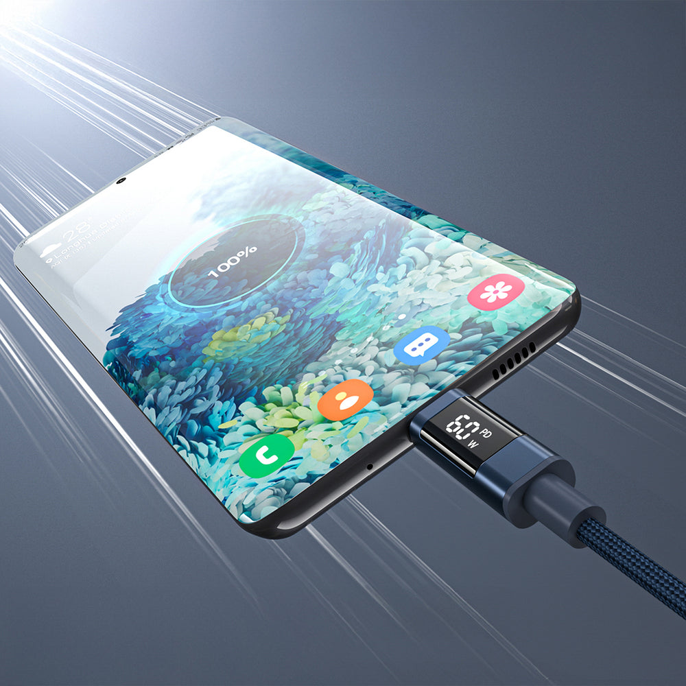 Choetech XCC-1068 PD 60W USB-C - USB-C Cable with Display 1.2 m - Blue_3