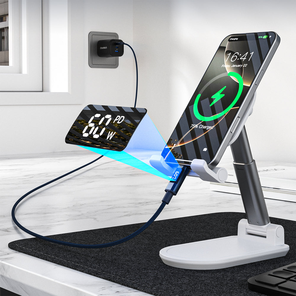 Choetech XCC-1068 PD 60W USB-C - USB-C Cable with Display 1.2 m - Blue_4