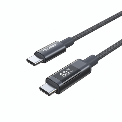 Choetech XCC-1068 PD 60W USB-C - USB-C Cable with Display 1.2 m - Black_0